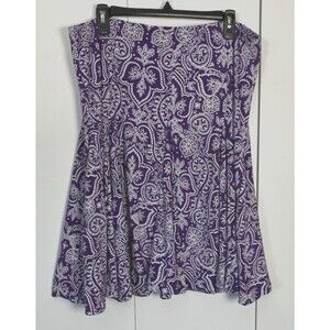 Chaps Womens Elastic Waist Ruffled Skirt Purple/White Size XL